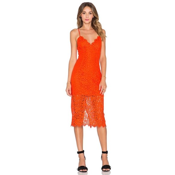 Bardot Dresses & Skirts - Bardot Sienna Lace Bodycon Spaghetti Strap Cocktail Midi Dress